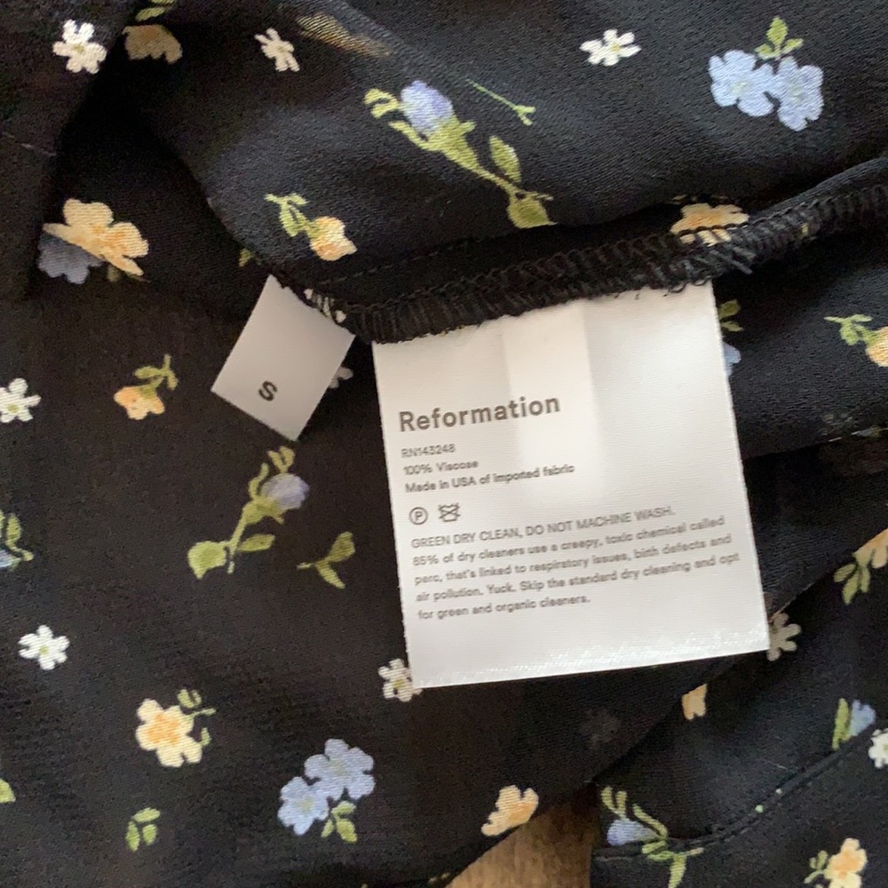 Reformation Black Sheer Floral Button-Up Blouse - Picture 7 of 7